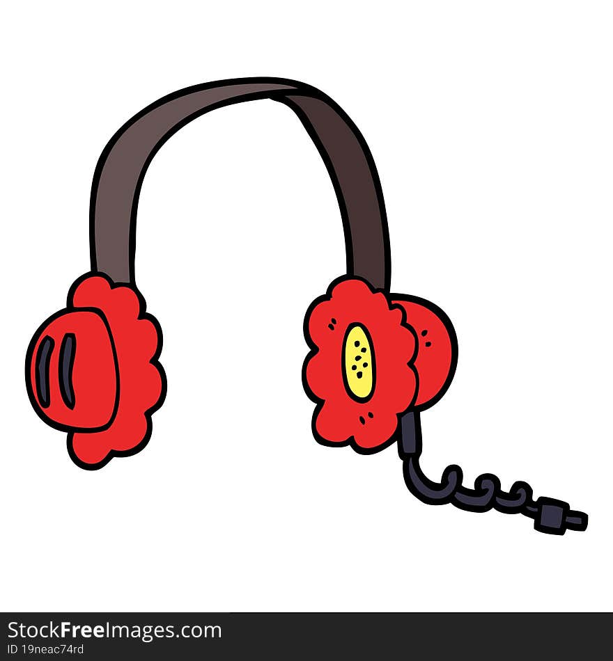 cartoon doodle music headphones