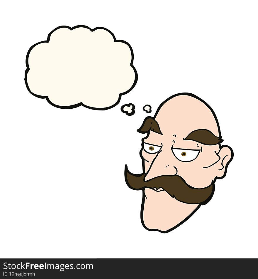 Cartoon Old Man Face With Thought Bubble