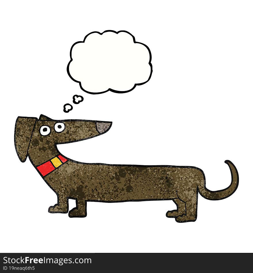 thought bubble textured cartoon sausage dog