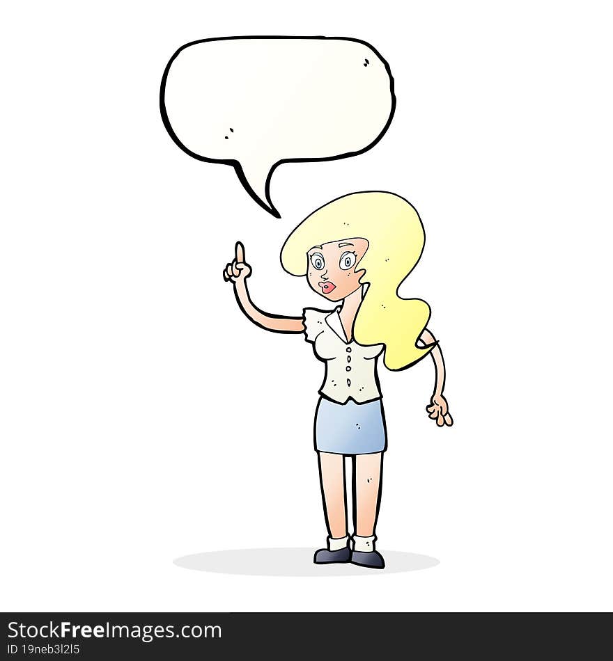 cartoon pretty woman with idea with speech bubble