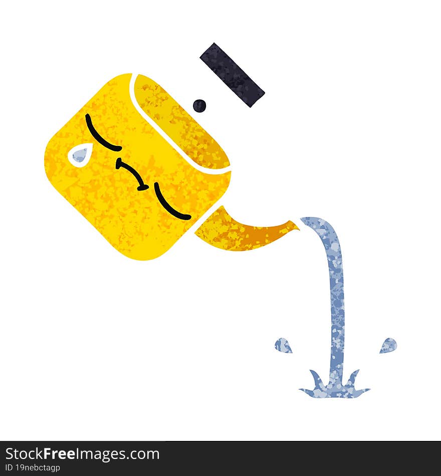 retro illustration style cartoon pouring kettle