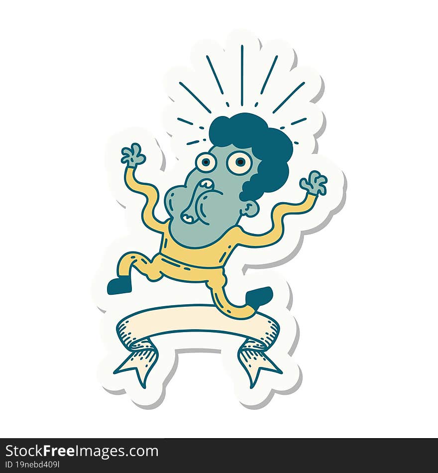 Sticker Of Tattoo Style Frightened Man