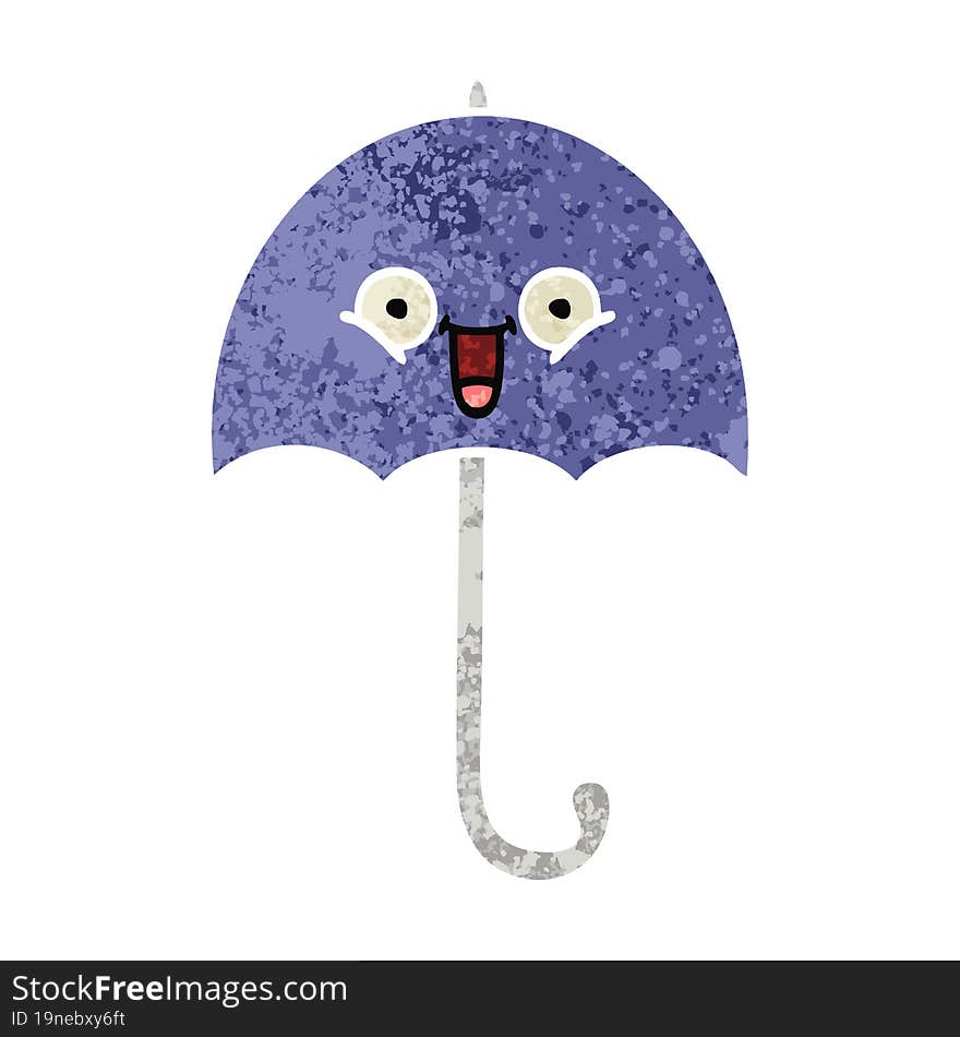 retro illustration style cartoon umbrella