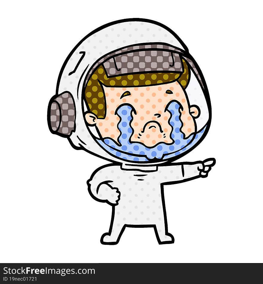 cartoon crying astronaut. cartoon crying astronaut