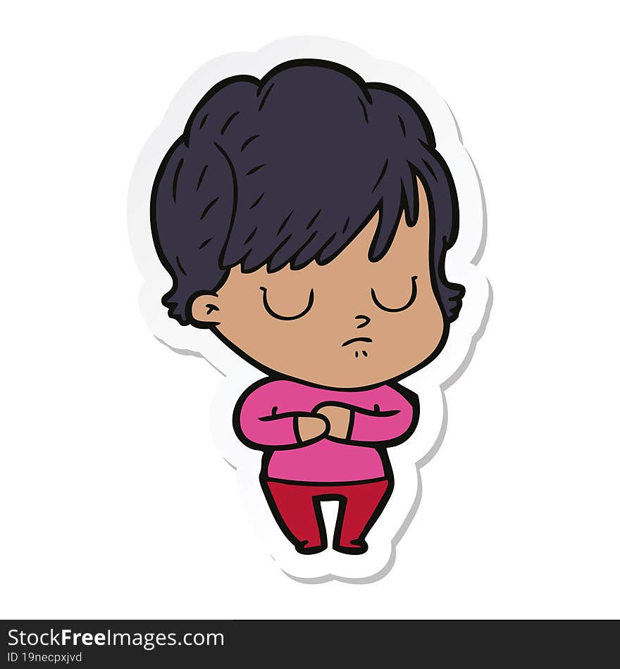 sticker of a cartoon woman