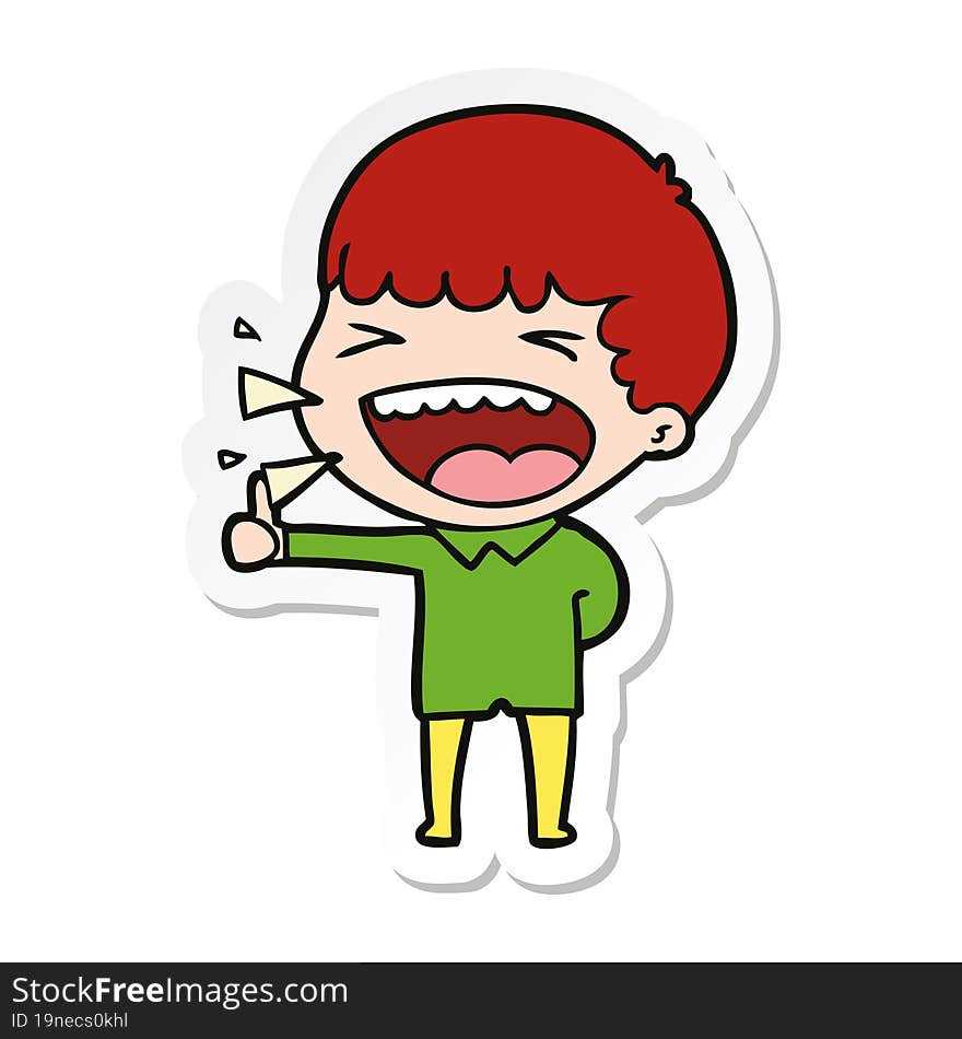 sticker of a cartoon laughing man