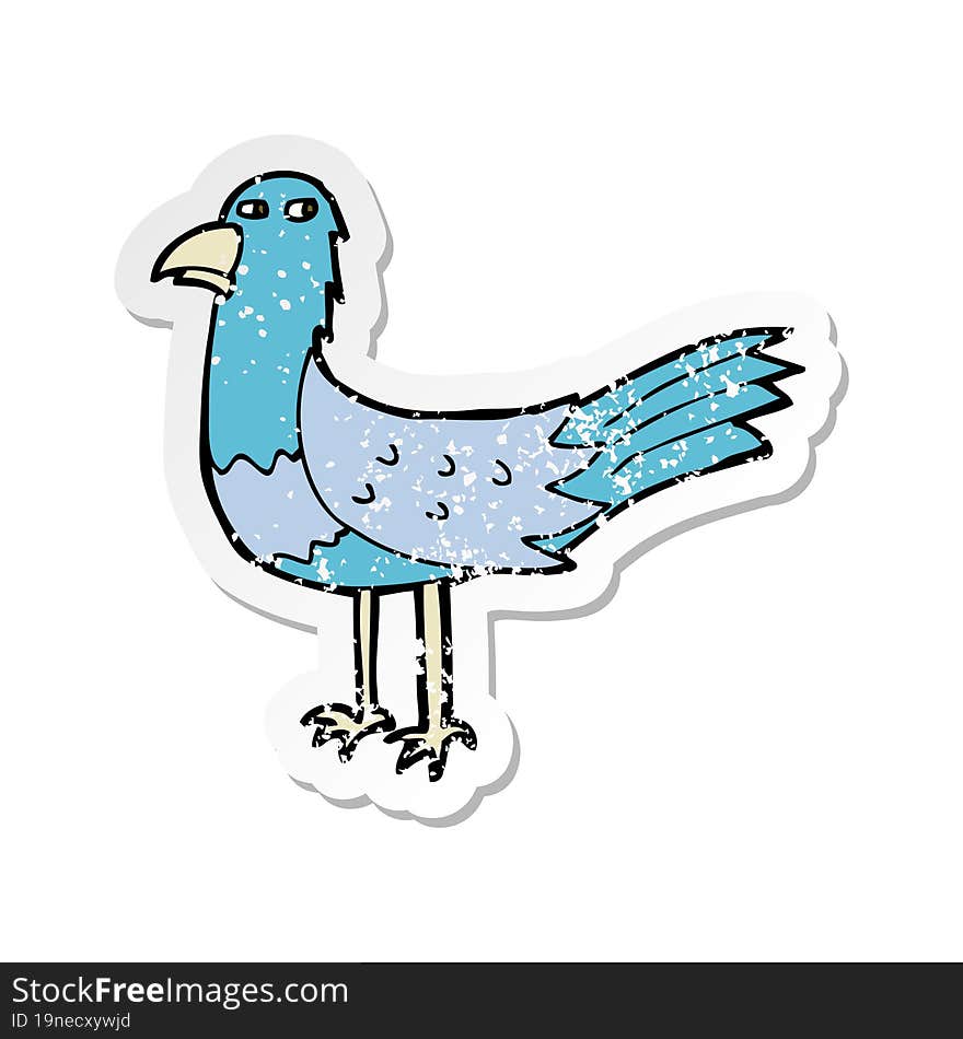 retro distressed sticker of a cartoon bird