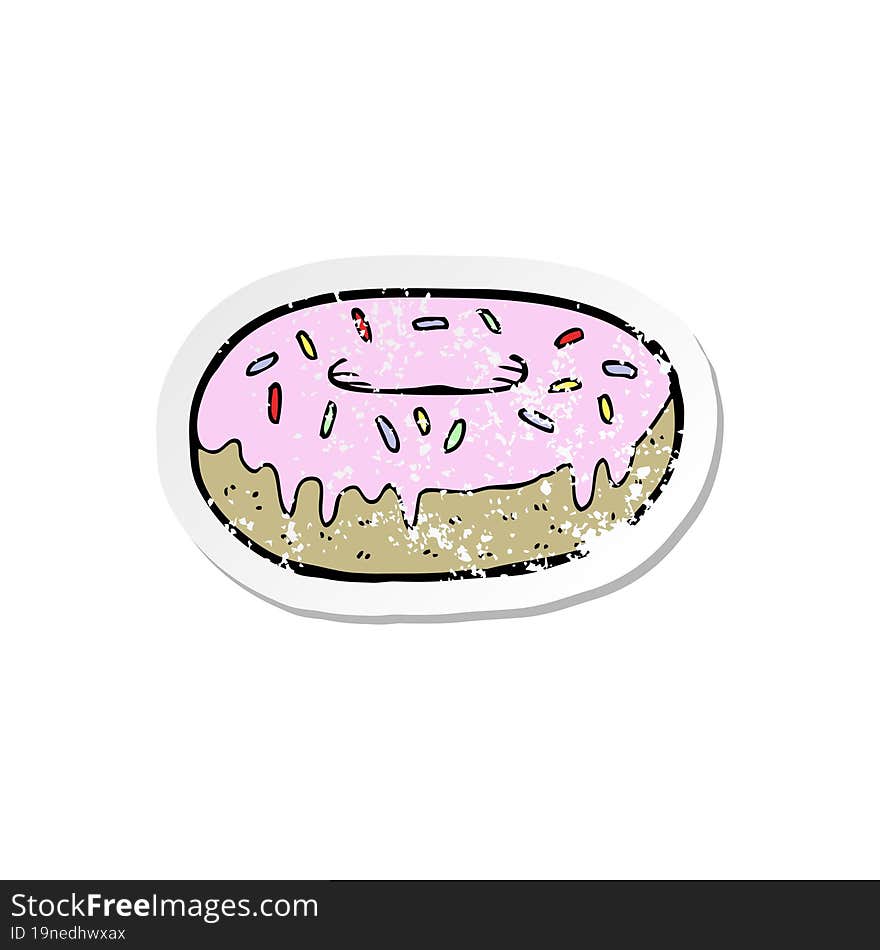 retro distressed sticker of a cartoon donut