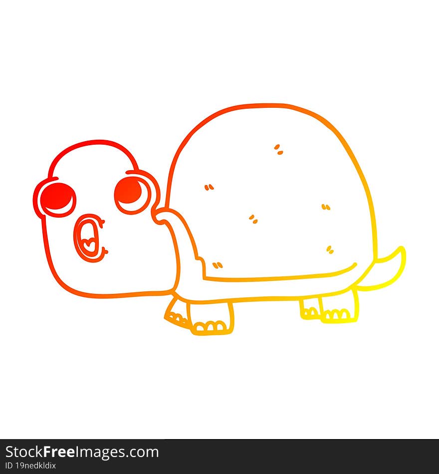 Warm Gradient Line Drawing Cartoon Shocked Turtle