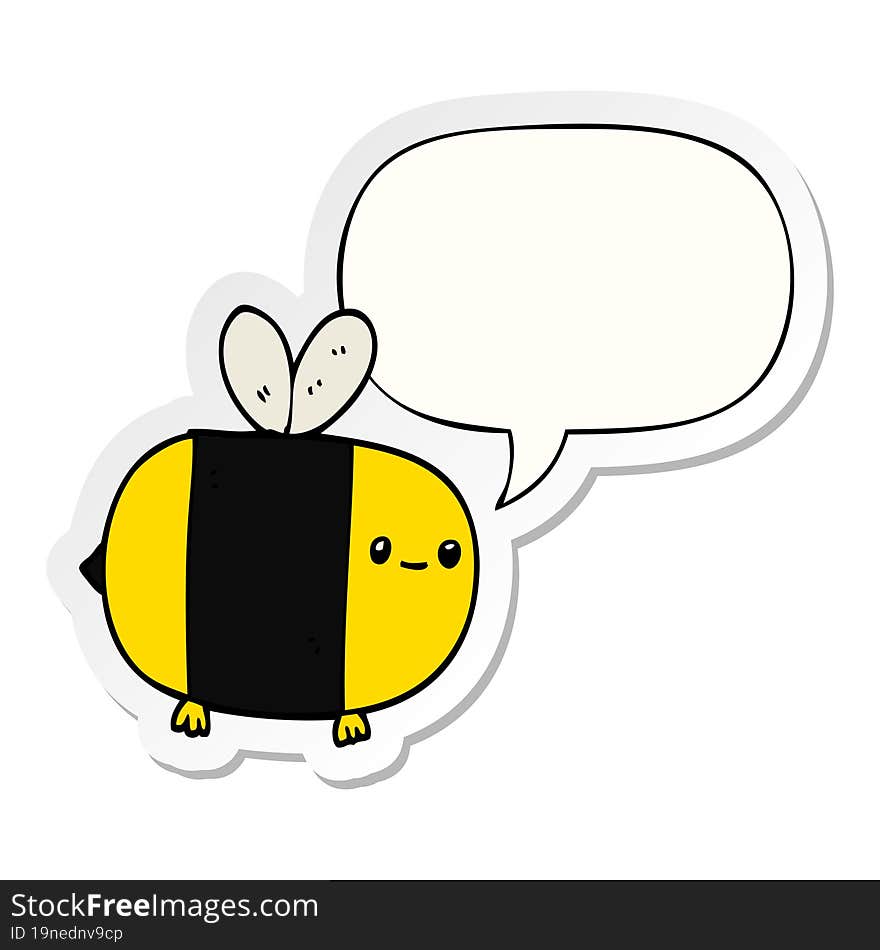 cute cartoon bee and speech bubble sticker