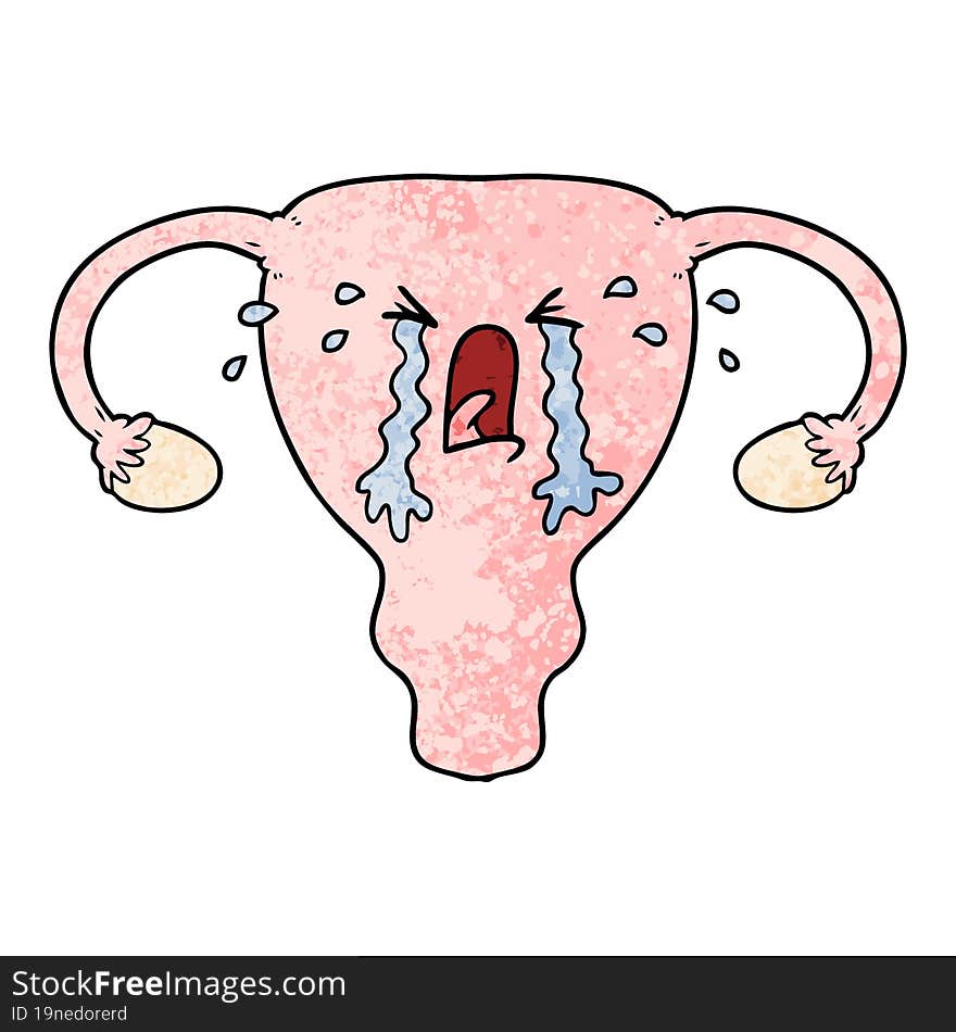 cartoon uterus crying. cartoon uterus crying