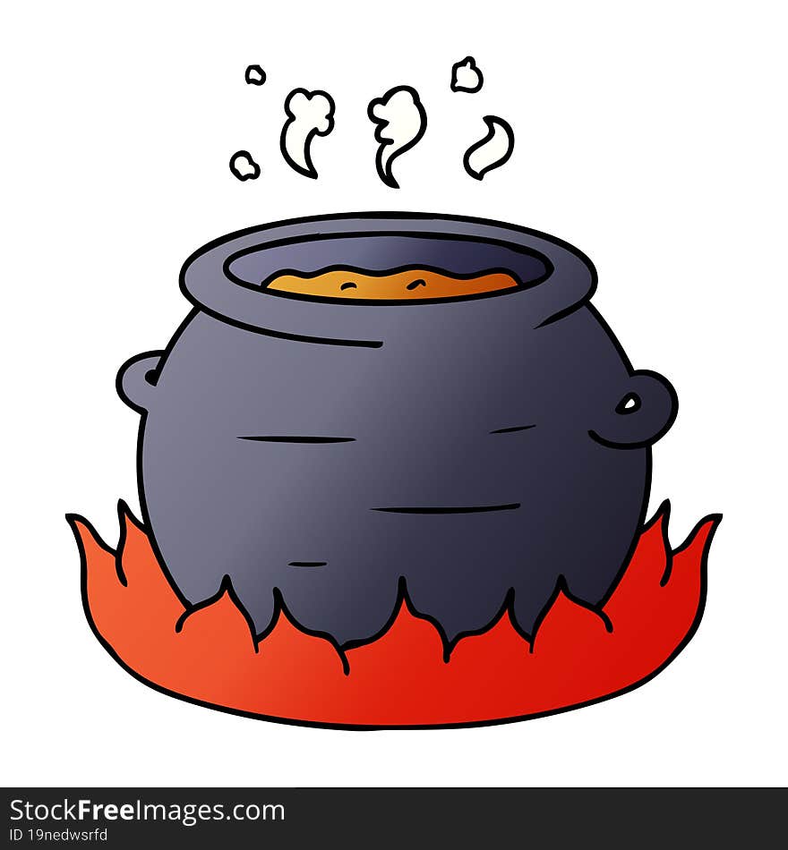 gradient cartoon doodle of a pot of stew