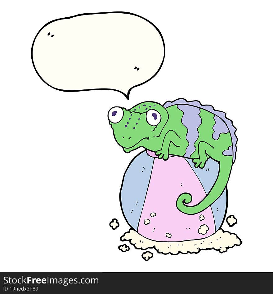 speech bubble cartoon chameleon on ball