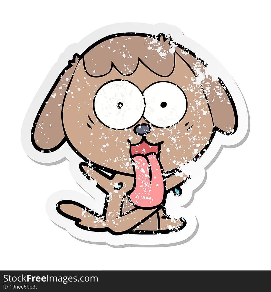 distressed sticker of a cute cartoon dog