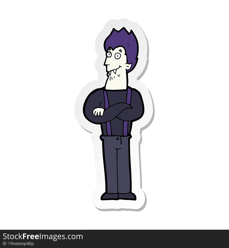 Sticker Of A Cartoon Happy Vampire