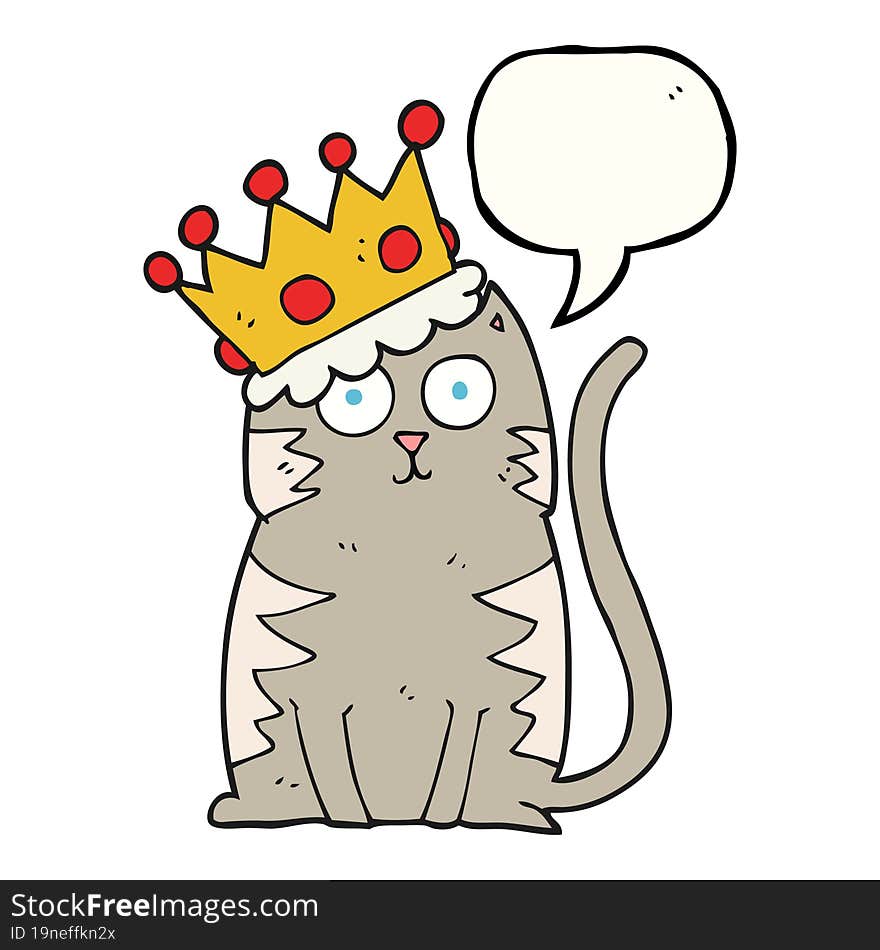 speech bubble cartoon cat with crown