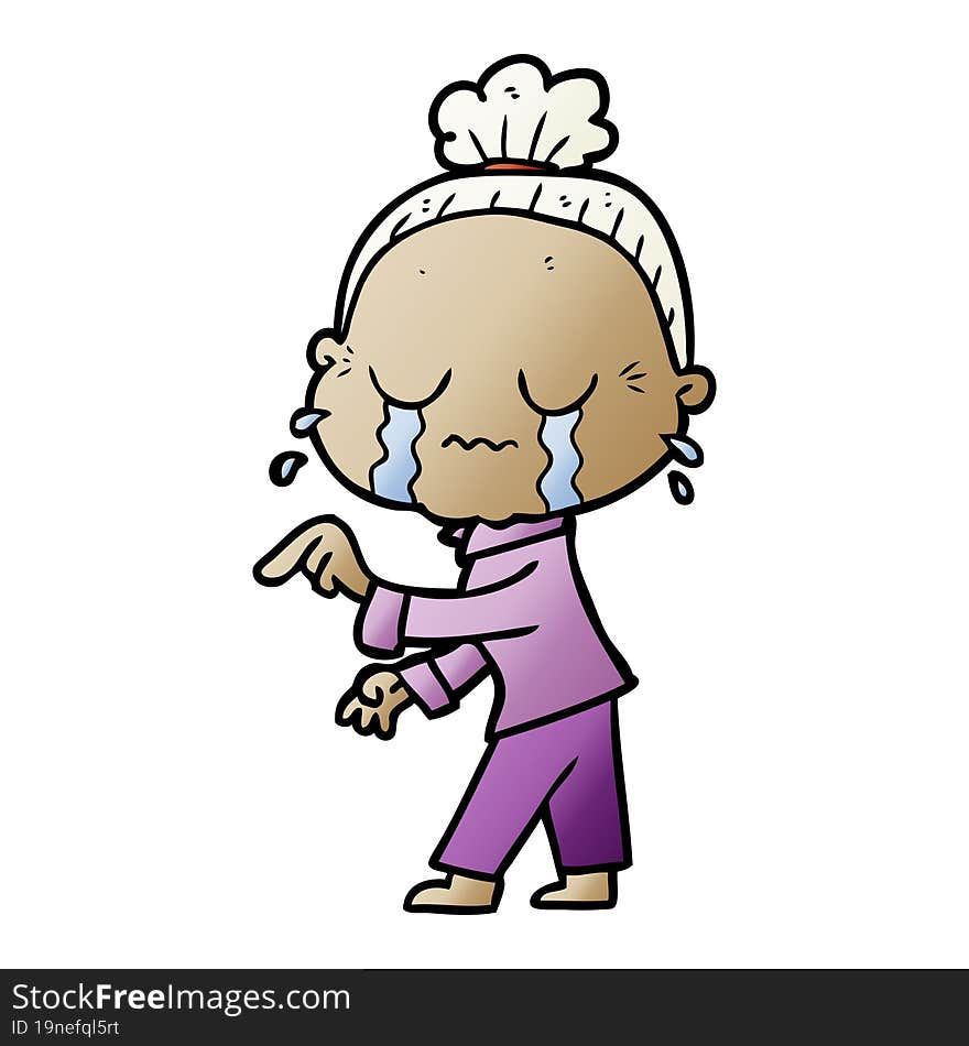 cartoon crying old lady. cartoon crying old lady