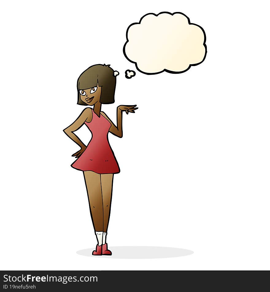 Cartoon Pretty Woman With Thought Bubble