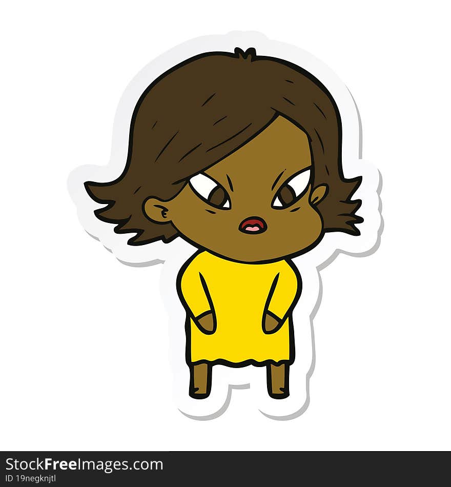 Sticker Of A Cartoon Stressed Woman