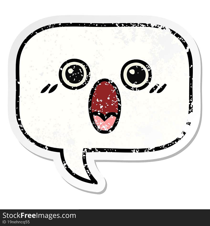 Distressed Sticker Of A Cute Cartoon Speech Bubble