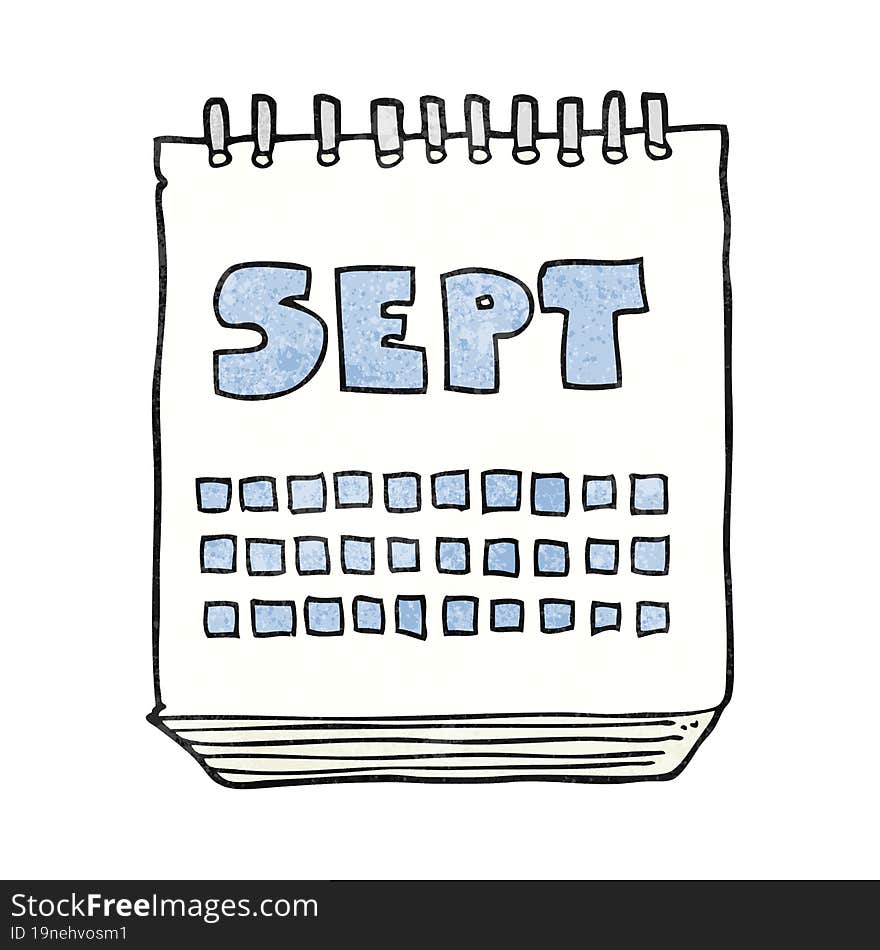 textured cartoon calendar showing month of September