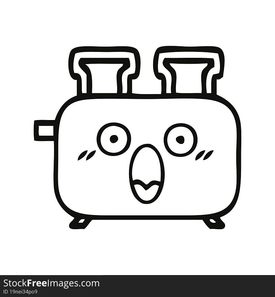 line drawing cartoon of a of a toaster