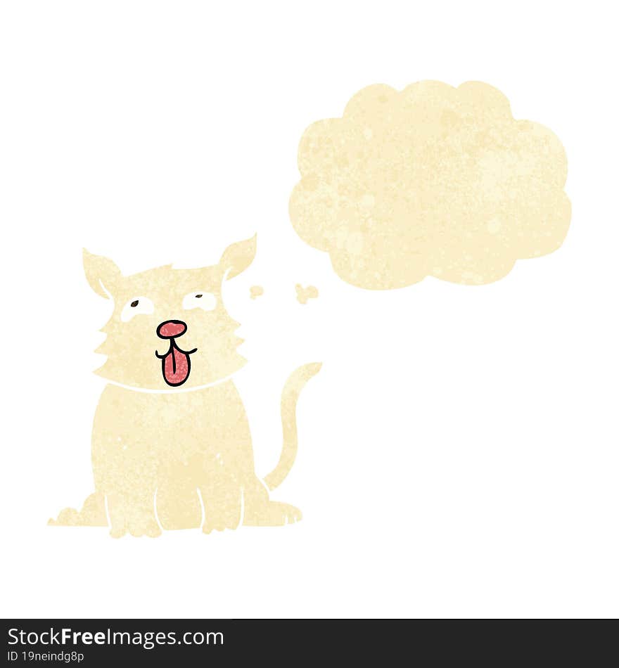 cartoon happy dog with thought bubble