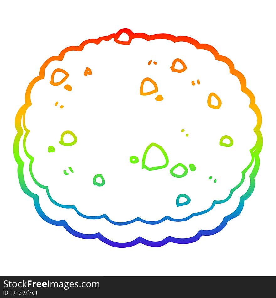 Rainbow Gradient Line Drawing Cartoon Biscuit