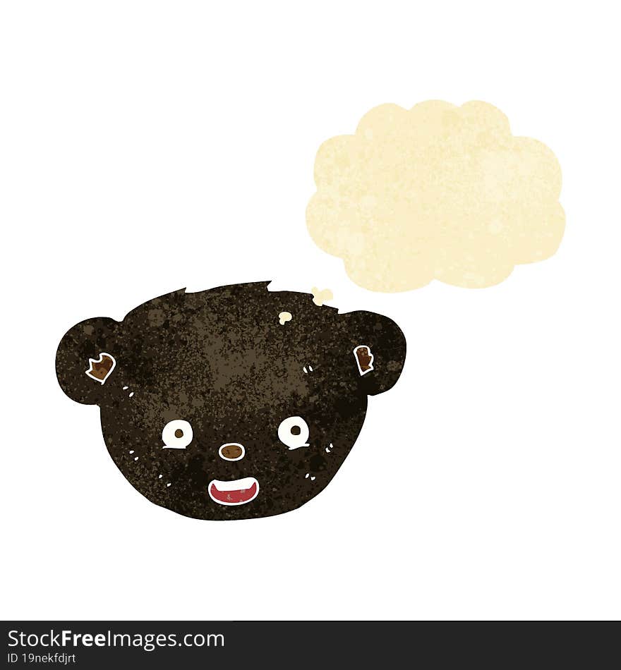 cartoon black bear face with thought bubble