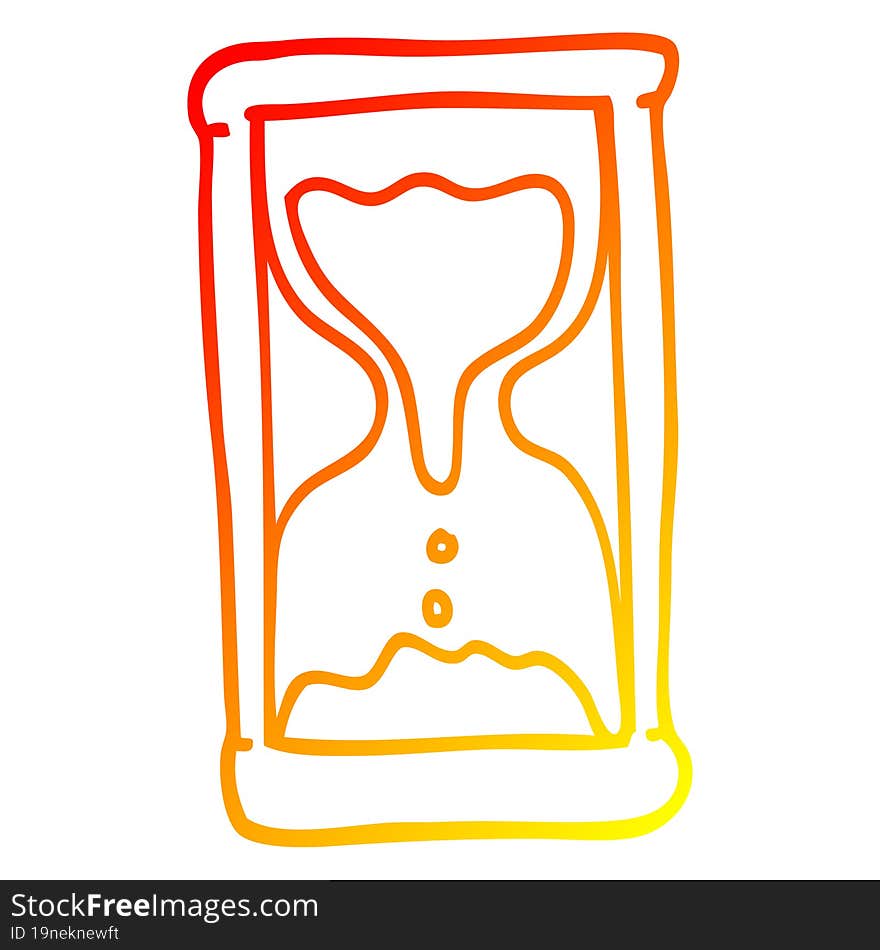 warm gradient line drawing of a cartoon hourglass