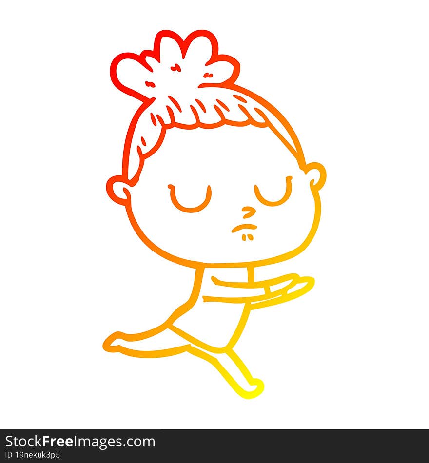 warm gradient line drawing cartoon calm woman