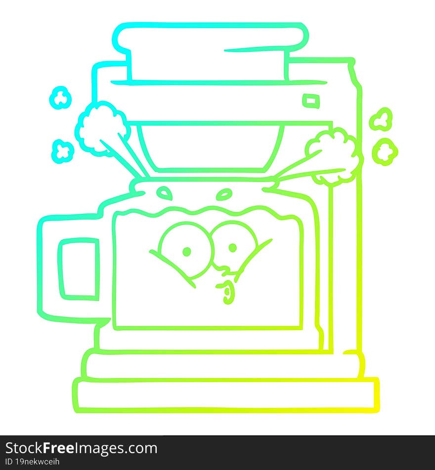 cold gradient line drawing steaming hot coffee pot