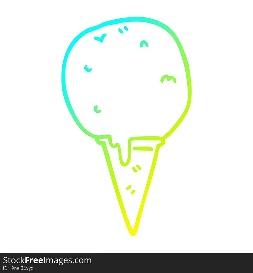 Cold Gradient Line Drawing Cartoon Ice Cream Cone