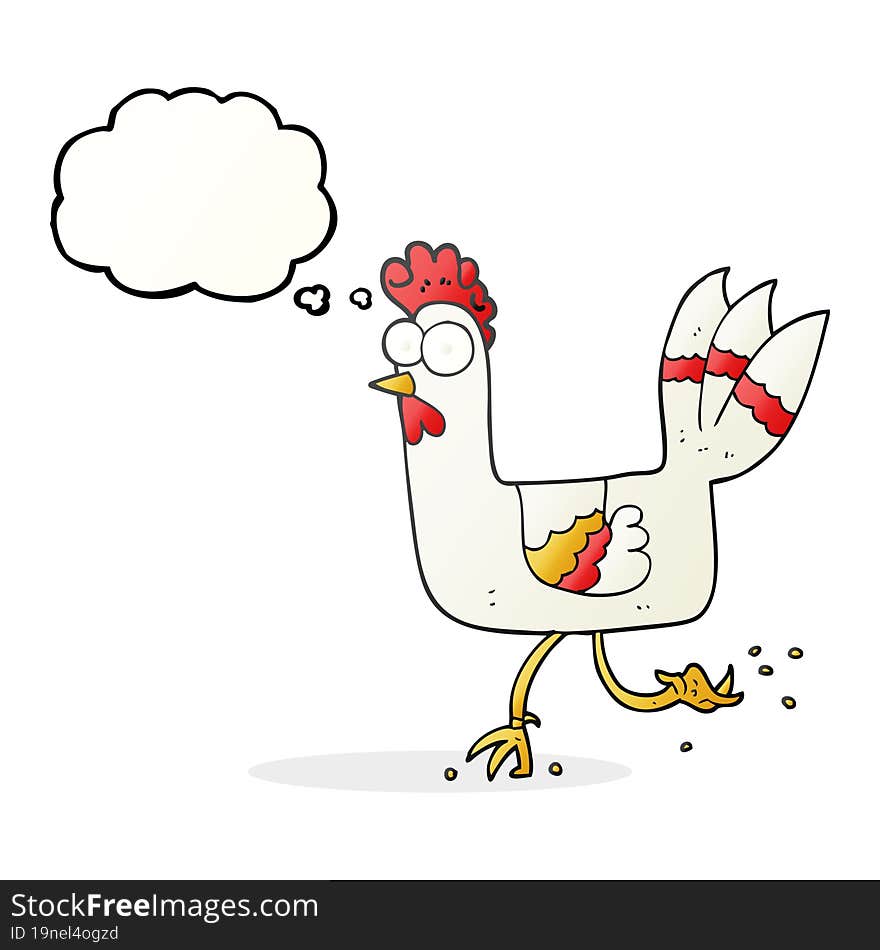 freehand drawn thought bubble cartoon chicken running