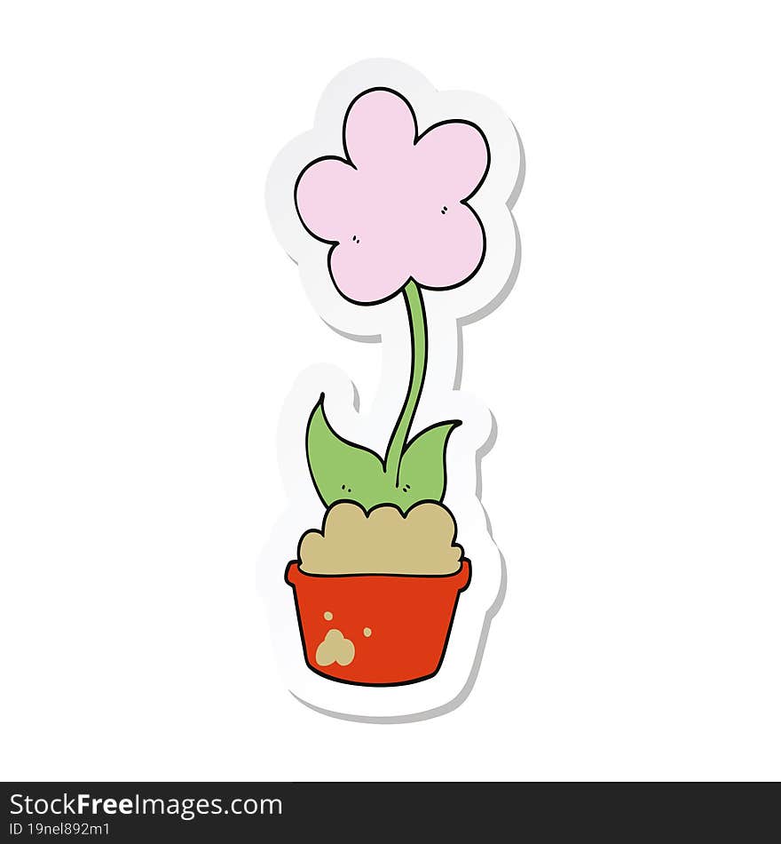 Sticker Of A Cute Cartoon Flower