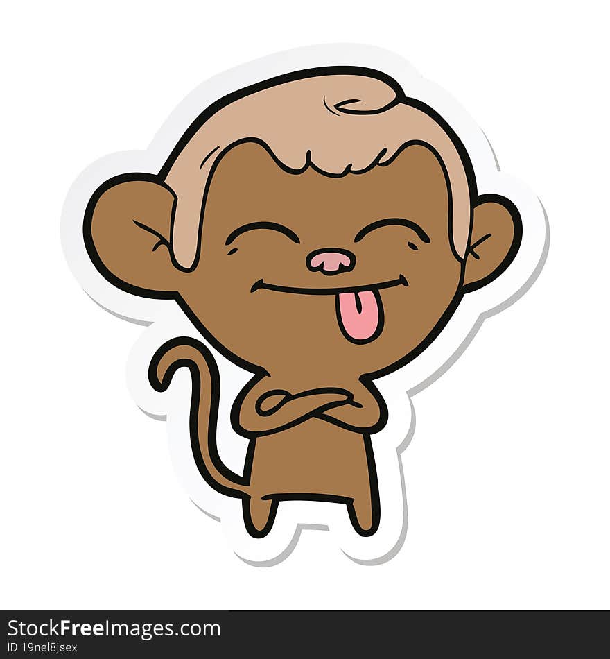 sticker of a funny cartoon monkey