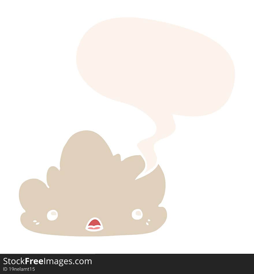 cute cartoon cloud and speech bubble in retro style