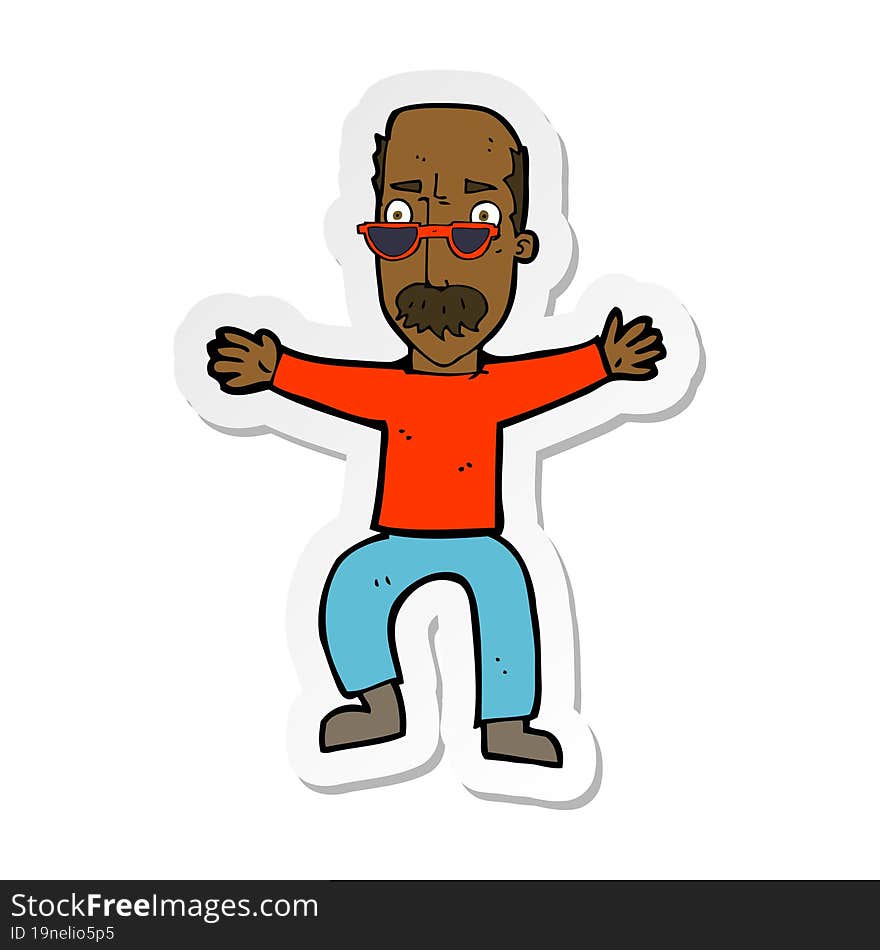 sticker of a cartoon old man waving arms