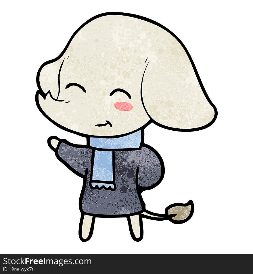 cute cartoon elephant in winter clothes. cute cartoon elephant in winter clothes