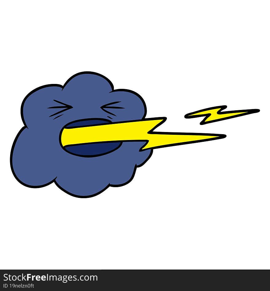 cartoon thundercloud spitting lightning. cartoon thundercloud spitting lightning