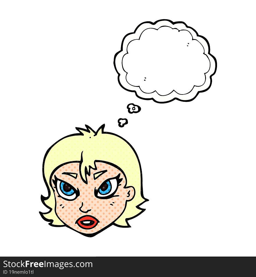 thought bubble cartoon angry female face