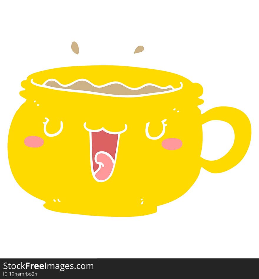 cute flat color style cartoon coffee cup