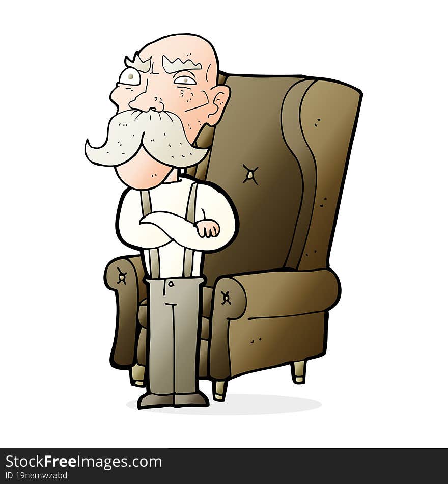 cartoon old man and chair