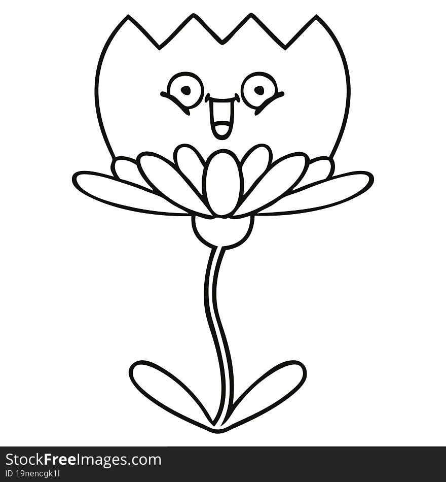 line drawing cartoon of a flower. line drawing cartoon of a flower