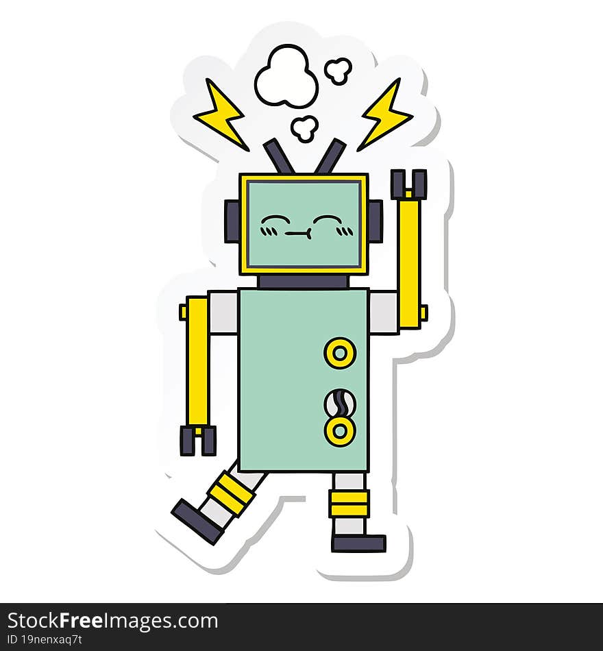 sticker of a cute cartoon robot