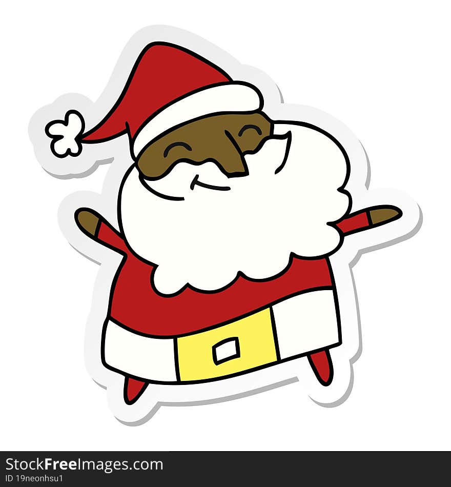 sticker cartoon of a jolly father christmas