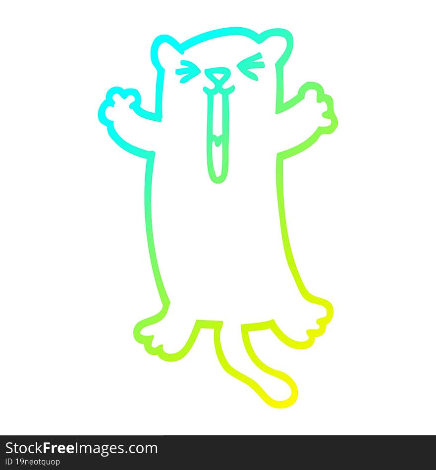 Cold Gradient Line Drawing Cartoon Happy Cat