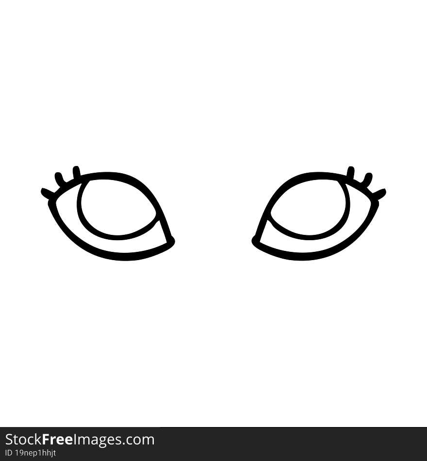 line drawing cartoon blue eyes