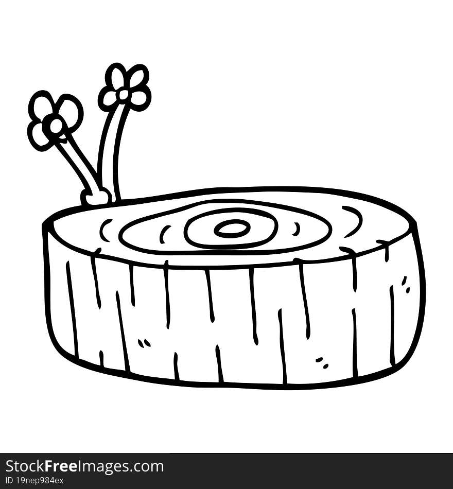 line drawing cartoon tree log