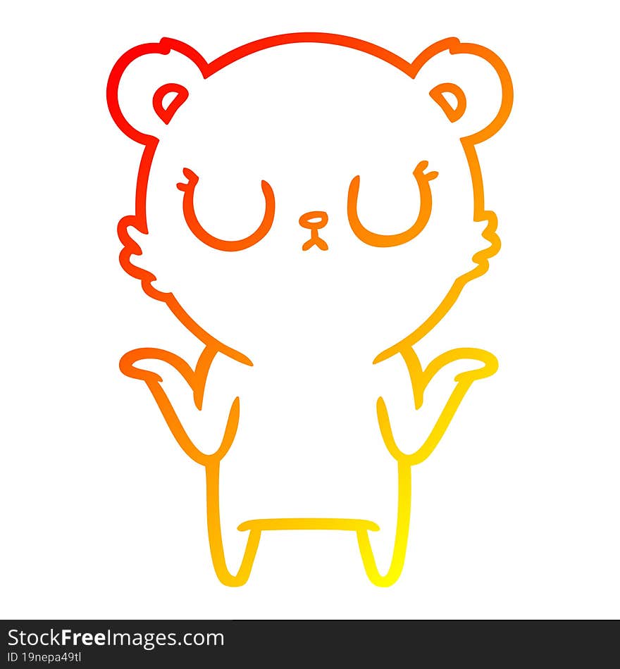 warm gradient line drawing peaceful cartoon bear shrugging